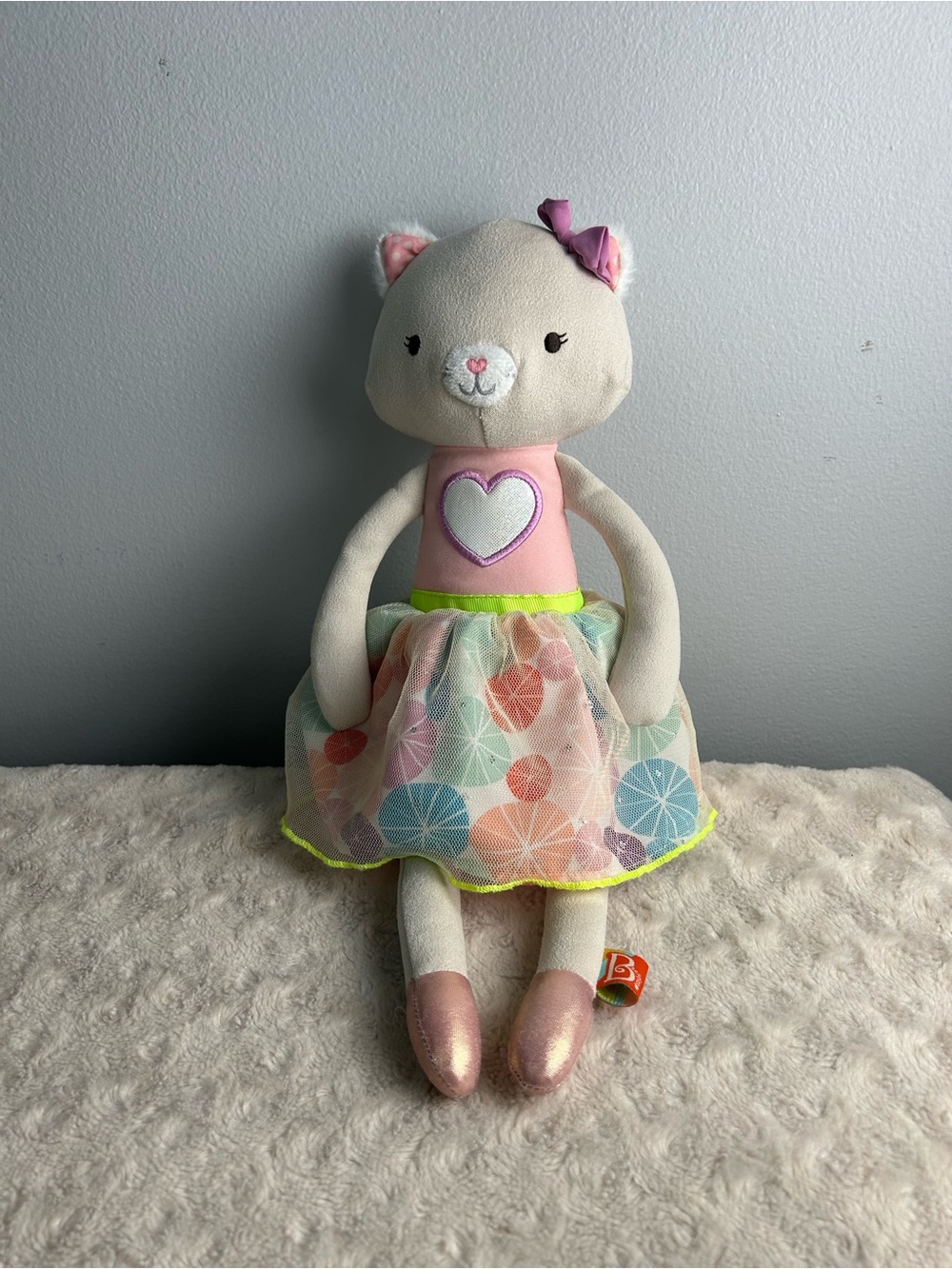 B. Toys Cali Cat Tippy Toes Plush Stuffed Animal Toy Softies Pink Heart Kitty